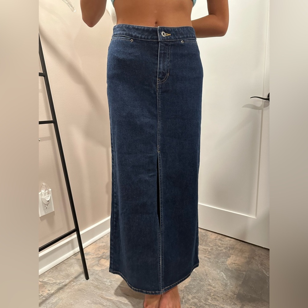 GAP STRETCH denim maxi skirt mid rise size 2